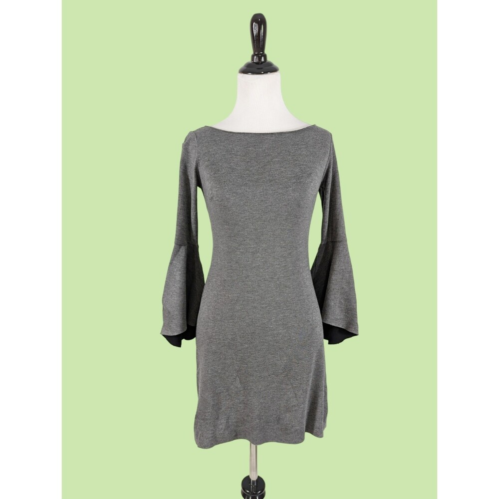Bailey 44 Dress XS Women's Bell Sleeve Ponte Knit Shift Gray Mini - Picture 1 of 6